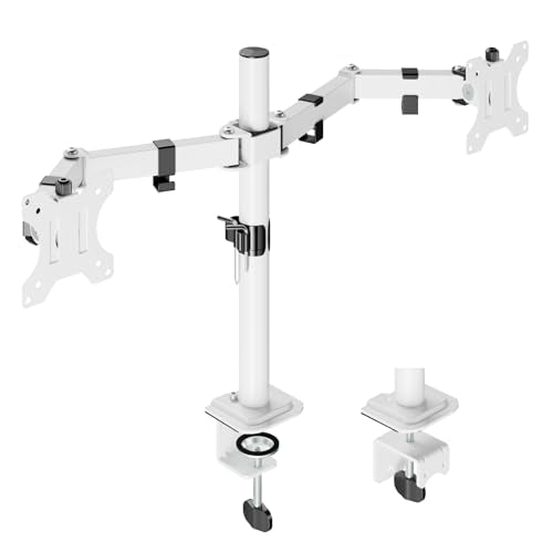 UPGRAVITY White Dual Monitor Mount Stand for Two 17"-32" Screens