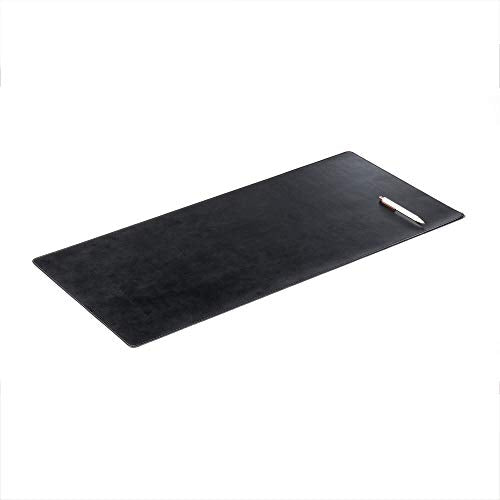 DACASSO Bonded Leather No Core Rollable Desk Mat/Pad - Luxury Leather Desk Blotter for Writing - Executive Desk Surface Protector - (Black, 32” x 15”)