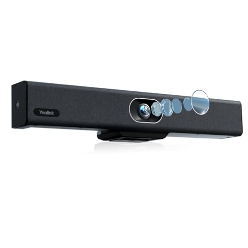 Yealink UVC34 Teams Certified 4K Conference Room Camera with 8 Mics | All-in-One Video Bar, 120° FoV, 5W Speaker, AI Auto Framing, Speaker Tracking, AI Face Enhancement Webcam for Meeting Room
