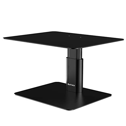BoYata Monitor Stand, Adjustable Height Metal Desktop Riser, Black - color: Black
