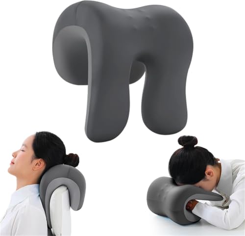 Neck Support Pillow Headrest Attachment for Office Chair,Memory Foam Ergonomic Pillow with Washable Cover,Multipurpose for Desk Napping/Travel,Universal Fit (Grey) - color: Grey
