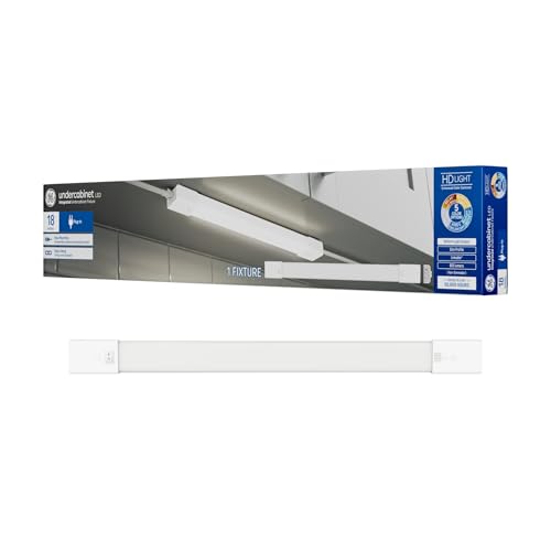 GE LED HD+ Undercabinet Light Fixture, Linkable Integrated Slim Profile Fixture for Kitchens, High Definition Light in 5 Color Temperatures, Plug-In, 18in (1 Pack)