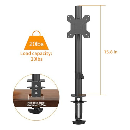 PHOLITEN Monitor Mount for 13-32" Screens, Up to 20lbs | Adjustable Single Desk Stand, Tilt Swivel Rotation, VESA 75x75/100x100mm - size: 15.75in, style: 1 monitor