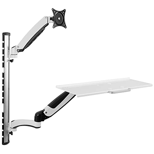 VIVO Sit-Stand Wall Mount Counterbalance Height Adjustable Monitor and Keyboard Workstation for Screens up to 27 inches, White STAND-SIT1KW - color: White