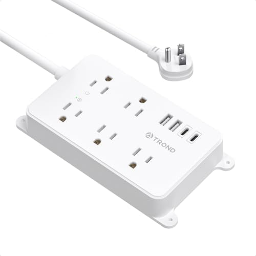 TROND Power Strip with USB, Wall Mountable, 5ft Extension Cord, ETL Listed - color: White, size: 5ft, style: 5 Outlets