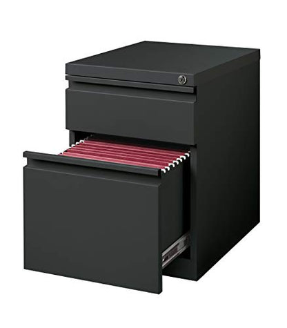 20 Inch Deep Metal Mobile Pedestal File 2 Drawer Box-File with Full Width Pull, for Home and Office, Holds Letter Width Hanging Folders, Charcoal - color: Charcoal