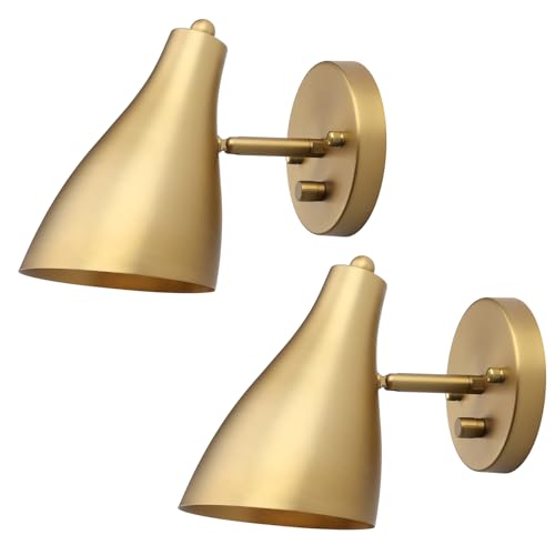 Pathson Set of 2 Adjustable Wall Sconce with Dimmer Switch - color: Brass Type-1(2-pack)