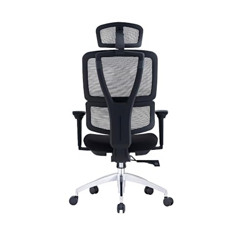 SUNLINE Elevate Office Chair - Ergonomic & Adjustable Lumbar Support System with Aluminum Base - 4D Curved Mesh Headrest & 3D Armrest Chair, Tilt Control - color: Black - Back Support