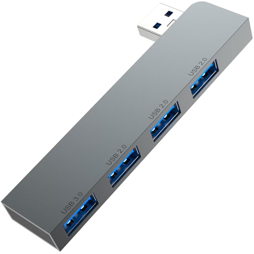 USB Hub, Fidioto 4-Port USB Hub(1 * 3.0 Hub, 3 * 2.0 Hub) USB Splitter for Laptop,Windows PC,Mac,Printer,Flash Drive,Mobile HDD, Notebook PC - color: 4in1-Right-Grey
