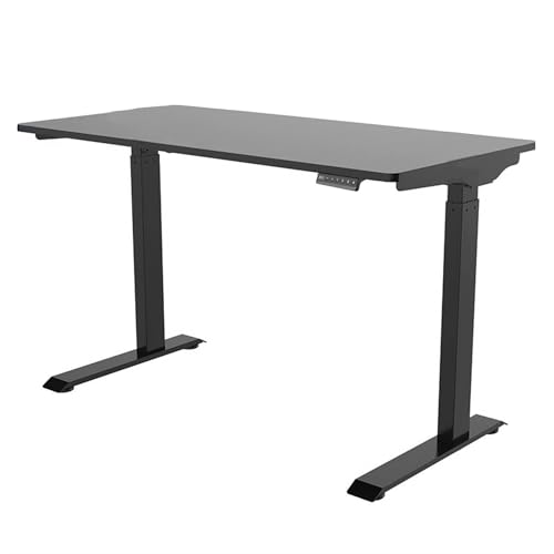 FLEXISPOT 60 x 30 Inch Oak Executive Standing Desk, Black | Mid-Century Modern Sit-Stand Desk, Architectural V-Frame Design, Multi-Monitor Setups, Dual Motor & 220 LBS - color: Black, size: 60"x30" Oak