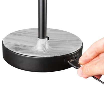 OttLite LED Table Lamp with Wireless Charging and USB, Black and Grey | ClearSun LEDs Reduce Eyestrain | 3 Color Temperature Modes | Movable Pivoting Shade | Extends 21"-25" Tall - color: Black