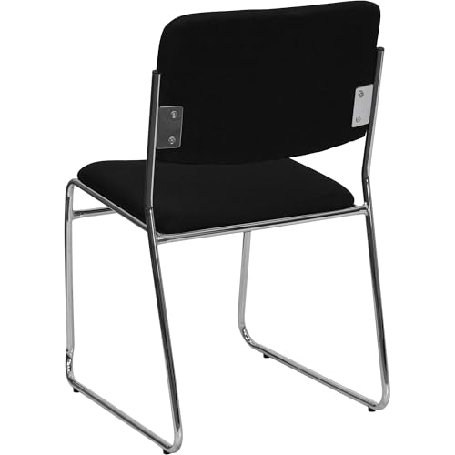 Flash Furniture Hercules Fabric Stackable Chair, Black | Chrome Sled Base, Fabric Upholstery, 500 LBS. Weight Capacity - color: Black Fabric/Chrome Frame, size: Set of 1