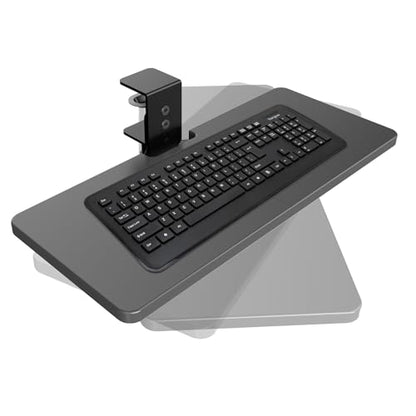 Large Under Desk Rotatable Computer Keyboard and Mouse Tray, 23 x 10 inch Extra Sturdy Desk Swivel Clamp, Ergonomic Keyboard & Mouse Tray for Typing in Home, Office Work, Black