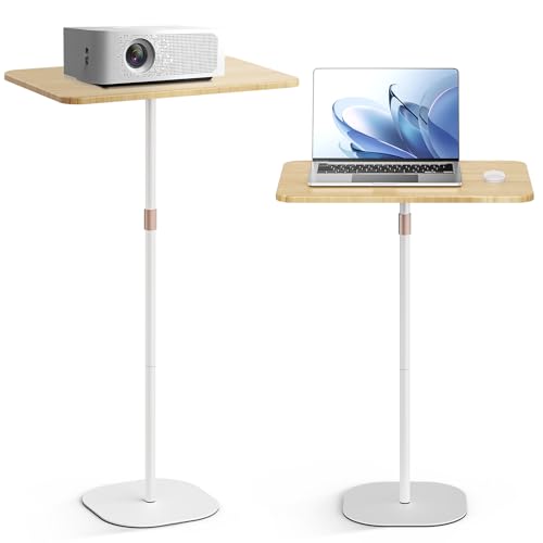 Portable Laptop Floor Stand, Bedside/Sofa Table with Height Adjustable 18''~47'', Stylish Movable Workstation Floor Standing Desk for Office, Meeting Room, Living Room Easy Assembly, White - color: White