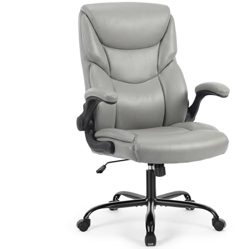 Sweetcrispy Office Desk Chair, Heavy Duty Computer Chair, PU Leather - color: Grey, style: 1 Pack