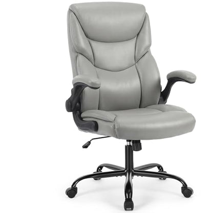 Sweetcrispy Office Desk Chair, Heavy Duty Computer Chair, PU Leather - color: Grey, style: 1 Pack