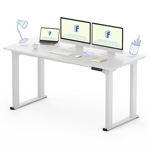 FLEXISPOT 4-Leg Standing Desk, 63"x28", Electric Height Adjustable, White - size: 63"x28"