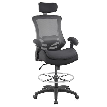 BOLISS 400lbs Ergonomic Drafting Chair Tall Office Mesh Chair - color: Black Frame Black Mesh, style: Extended Height