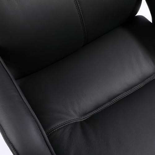 Genuine Leather Modern Executive Chair High-Back Support 90 to 150 Degrees Tilt and Upholstered Home Desk Chair with Base 360LB Capacity Swivel Computer Office Chair (Black) - color: Black