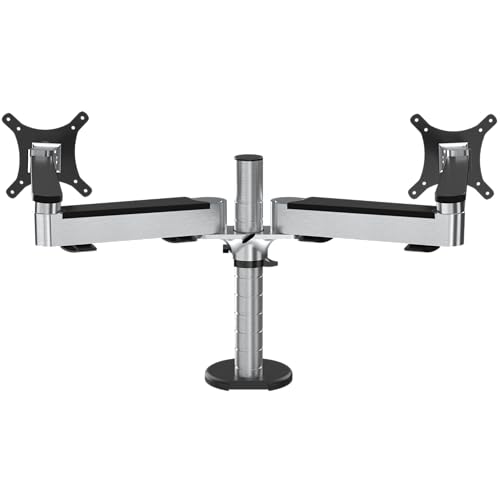 OmniView Dual Monitor Stand - Height Adjustable Arms for 24"-27" Screens - Desk Mount with 360° Rotation - VESA Compatible - Each Arm Supports up to 15lbs | Black - size: Dual Arms