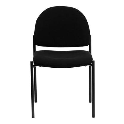 Flash Furniture Tania Comfort Black Fabric Stackable Steel Side Reception Chair | Contoured Cushions, Powder Coated Frame, Cross Braced Seat, Durable Construction, Commercial Use - color: Black Fabric