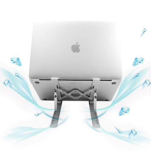 Laptop Stand, Adjustable Aluminum Foldable Portable Holder, Upgrade Whole Anti-Slip Silicone Pad, Laptop Riser for Desk Compatible with MacBook Air Pro/iPad, Lenovo and More 10-15.6” Tablets