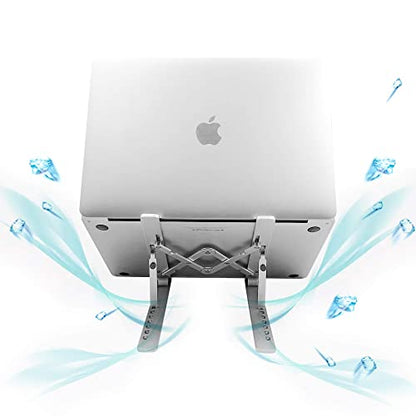 Laptop Stand, Adjustable Aluminum Foldable Portable Holder, Upgrade Whole Anti-Slip Silicone Pad, Laptop Riser for Desk Compatible with MacBook Air Pro/iPad, Lenovo and More 10-15.6” Tablets