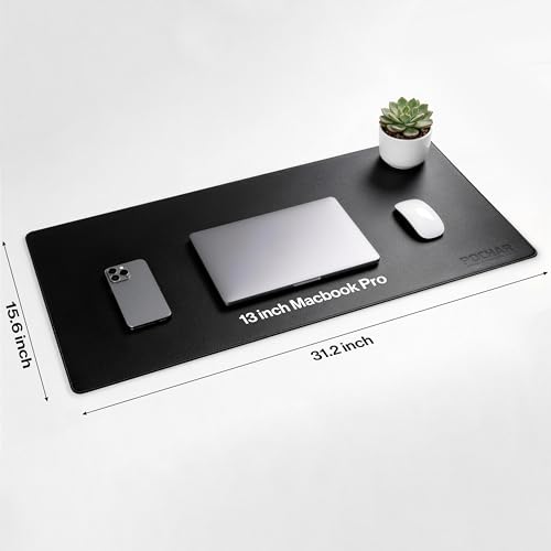 POCHAR Vegan Leather Desk Mat 31" x 16" - Desk Pad Protector for Desktop - color: Black