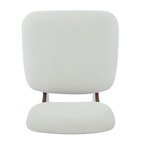 Christopher Knight Home Mores Low Profile Accent Chair Set of 2, Modern Living Room Armless Lounge Chair, Fabric Comfy Reading Chair for Bedroom, Wooden Frame and Thick Padded Seat, Walnut+White - color: Walnut+white