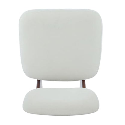 Christopher Knight Home Mores Low Profile Accent Chair Set of 2, Modern Living Room Armless Lounge Chair, Fabric Comfy Reading Chair for Bedroom, Wooden Frame and Thick Padded Seat, Walnut+White - color: Walnut+white