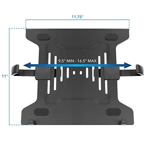 Mount-It! Laptop Tray for Monitor Arm, VESA Laptop Mount Tray for 75x75 & 100x100 Monitor Arms, Ventilated Steel Notebook Holder with Adjustable Clips, Fits Laptops up to 16.5" Wide