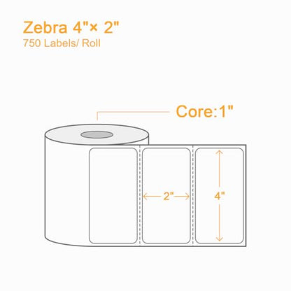 (9,000 Labels/12 Rolls) Labelebal 3-Proof 1" Core 12 Rolls 4" x 2" Inch Direct Thermal Labels, Address Shipping Labels Compatible with Rollo & Zebra Desktop Printers Adhesive - color: Zb-4''x2''-12 Rolls-9000 Labels