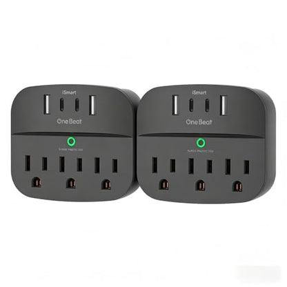 Multi Plug Outlet Splitter with USB,Surge Protector Outlet 2 Pack,Black - color: Black, size: 2c2a, 2 Pack