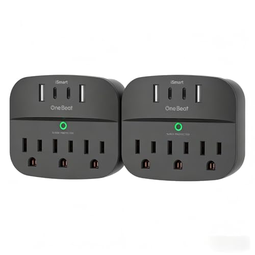 Multi Plug Outlet Splitter with USB,Surge Protector Outlet 2 Pack,Black - color: Black, size: 2c2a, 2 Pack