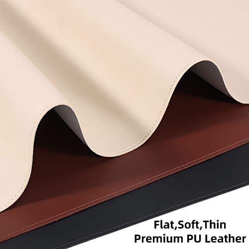 Wolaile Desk Blotter Pad,36x17 inch PU Leather Computer Mouse Mat,Non-Slip Waterproof Writing Desktop Protector for Office Home,Large,Beige White - color: Beige, size: 23" x 36"