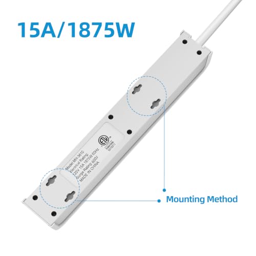 TiFFCOFiO Surge Protector Power Strip, 6 Feet Extension Cord, 600 Joules Surge Protection, Multiple Protection 6 Outlet Strip, 14 AWG Cord, 15A/1875W, ETL Listed, 2 Packs - size: 6 ft, style: 2 PACKS