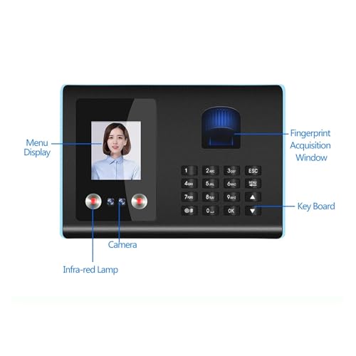 Intelligent Attendance Machine Face Fingerprint Password Recognition Mix Biometric Time Clock for Employees with Voice Broadcast for Offices, Factories, Hotels, Schools and More