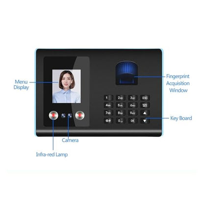 Intelligent Attendance Machine Face Fingerprint Password Recognition Mix Biometric Time Clock for Employees with Voice Broadcast for Offices, Factories, Hotels, Schools and More