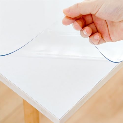 Clear Table Cover Protector, 14x48 Inch Desk Mat, 1.5mm Thick Plastic Table Pad, Vinyl Table Protector - size: 14" x 48"