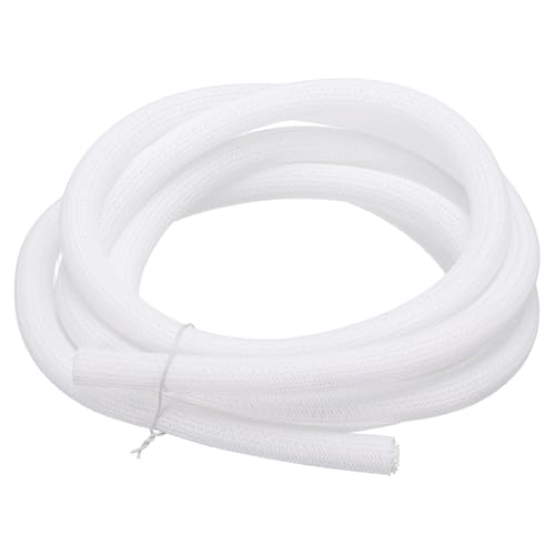 MECCANIXITY Split Sleeve Wire Loom 1/2" 10Ft White Self Wrapping Braided Sleeve UL94-V2 Fireproof PET Sleeving for Automotive, Home Cable Management - color: White, size: 1/2" x 10Ft