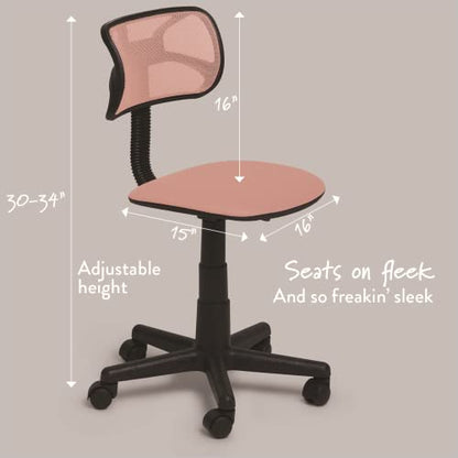 Urban Lifestyle Swivel Mesh Desk Chair, Blush 21D x 21W x 34H in - color: Blush