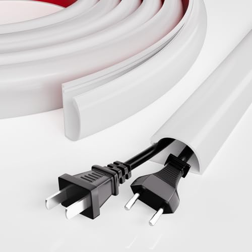 118" TV Cord Hider for Wall Mounted TV, Self-Adhesive Cable Raceway | Flexible White Cord Cover for 2-3 Cables, Side Buckle Wire Concealer for Extension Cords, Babyproof Cable Management - color: White-2-3 Cables, size: 118 INCH