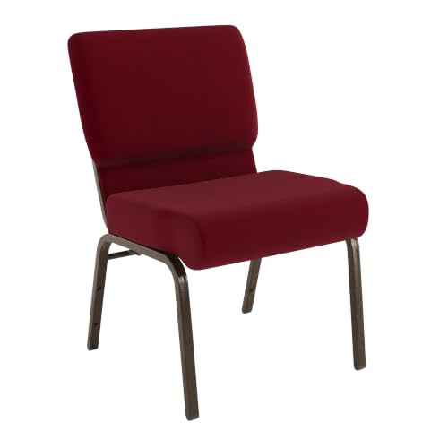 Flash Furniture 4 Pack HERCULES Series 21''W Stacking Church Chair in Burgundy Fabric - Gold Vein Frame - color: Burgundy Fabric/Gold Vein Frame, size: Set of 4