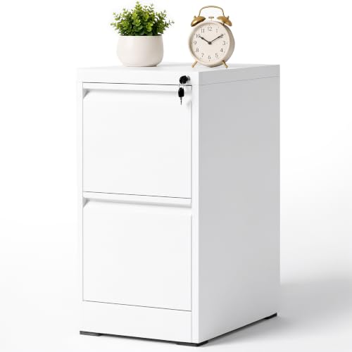 2 Drawer File Cabinet for Home Office, Vertical Filing Cabinet - color: White, size: 28.8"H - 2 Drawer
