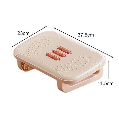 Ergonomic Under Desk Footrest with Massage Rollers, Non-Slip Rocking Foot Stool for Office and Home Desk, Khaki - color: Khaki