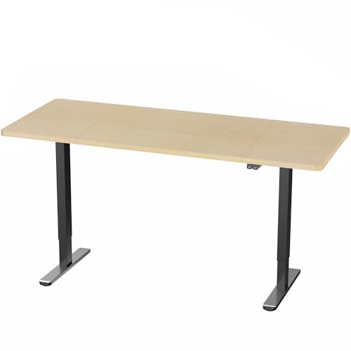 VIVO Light Wood 60 x 24 in Standing Desk, DESK-KIT-B06C - color: Light Wood Top / Black Frame, size: 60 x 24 inch