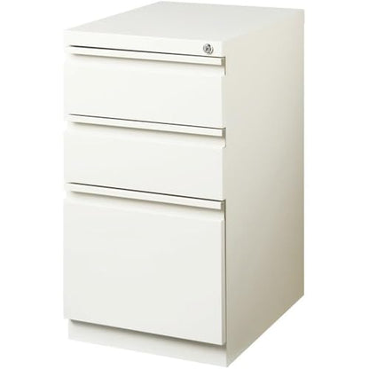 Pemberly Row 3 Drawers 27.75" Vertical White Metal Filing Cabinet Lockable Pre-Assembled Stationary Letter Size for Home, Office - color: White