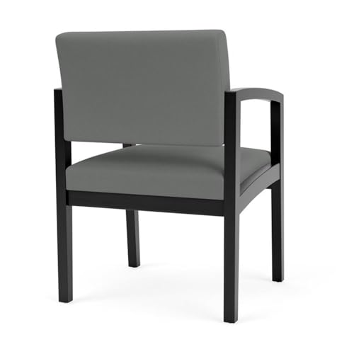 Lenox Wood Reception Waiting Room Guest Chair/Black Wood/Light Gray - color: Grey