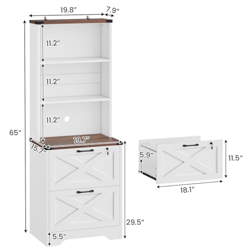 SEDETA 2 Drawer File Cabinet with Lock, Filing Cabinet for Home Office - color: White, size: 2 Drawers