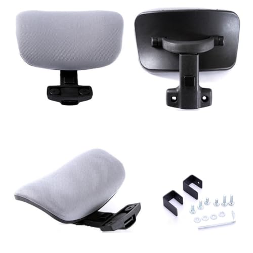 Universal Office Chair Headrest Attachment,Ajustable Height Angle Desk Chair Neck Support Pillow,Clip on Executive Chair Mesh Head Rest (Grey-Black Back,clamp Inner Diameter 0.87"/2.2 cm) - color: Grey-black Back, size: clamp inner diameter 0.87"/2.2 cm